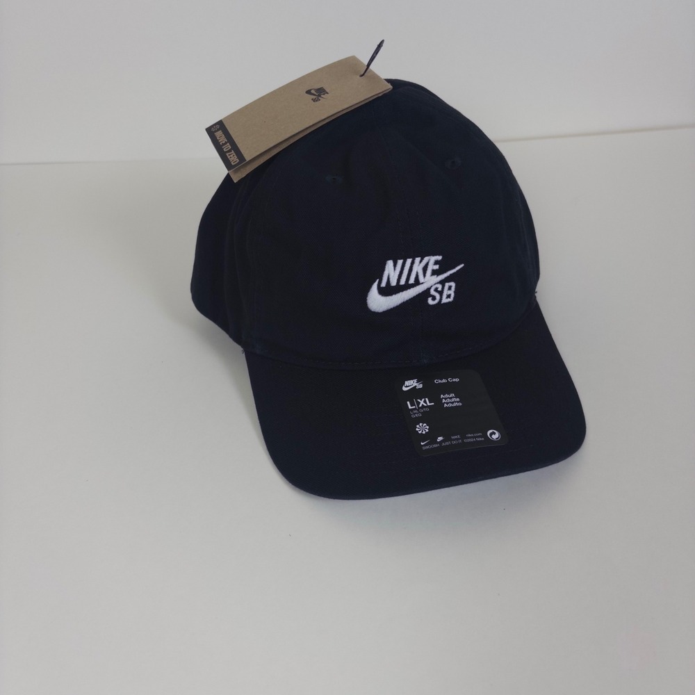 NWT Nike SB Club Cap Mens L/XL Black Adjustable Strapback Hat HF7278-010 Skate